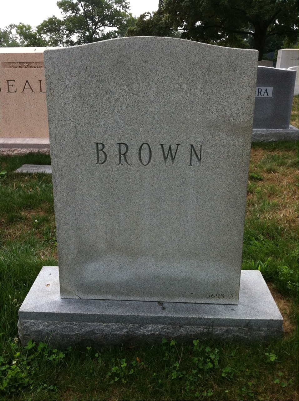 Back of headstone — Robert Brown