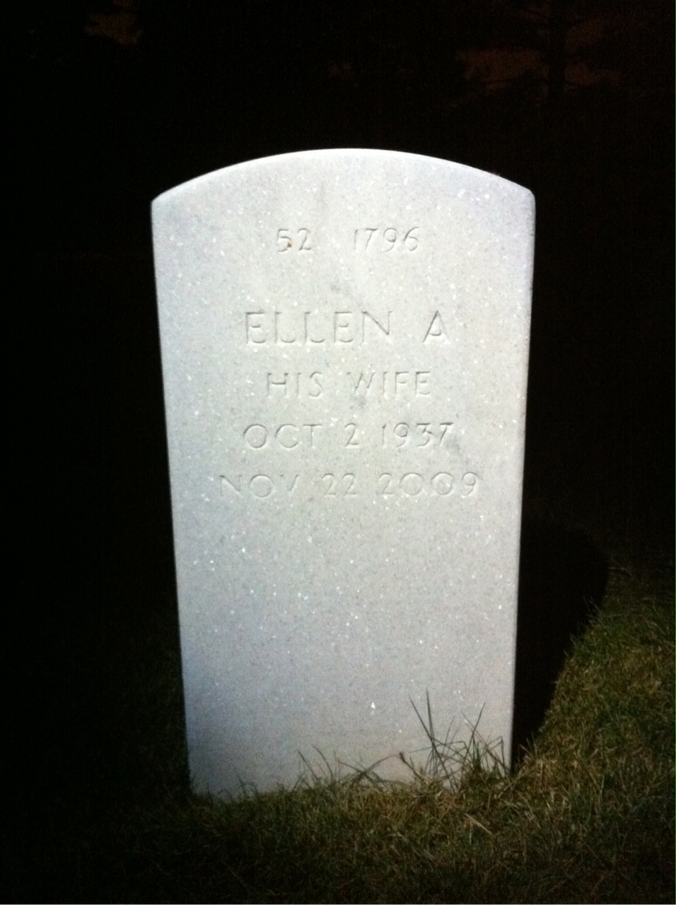 Back of headstone — Jerry Cox