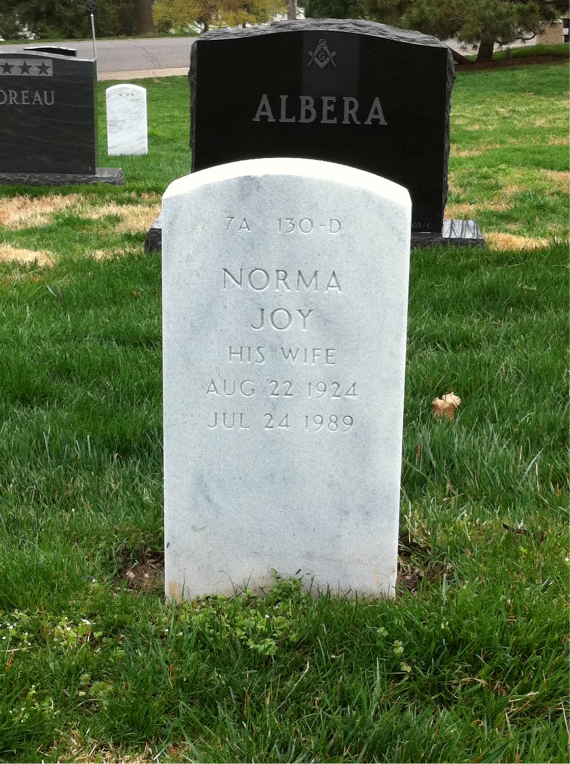 Back of headstone — Wesley Mcdonald