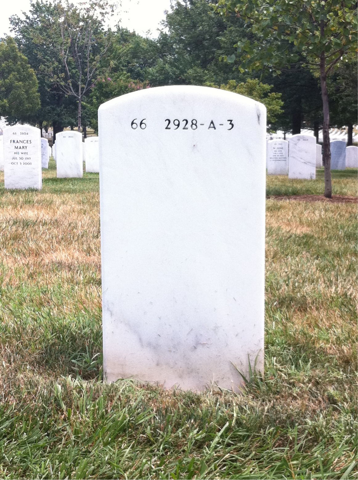 Back of headstone — Roy Shiflett