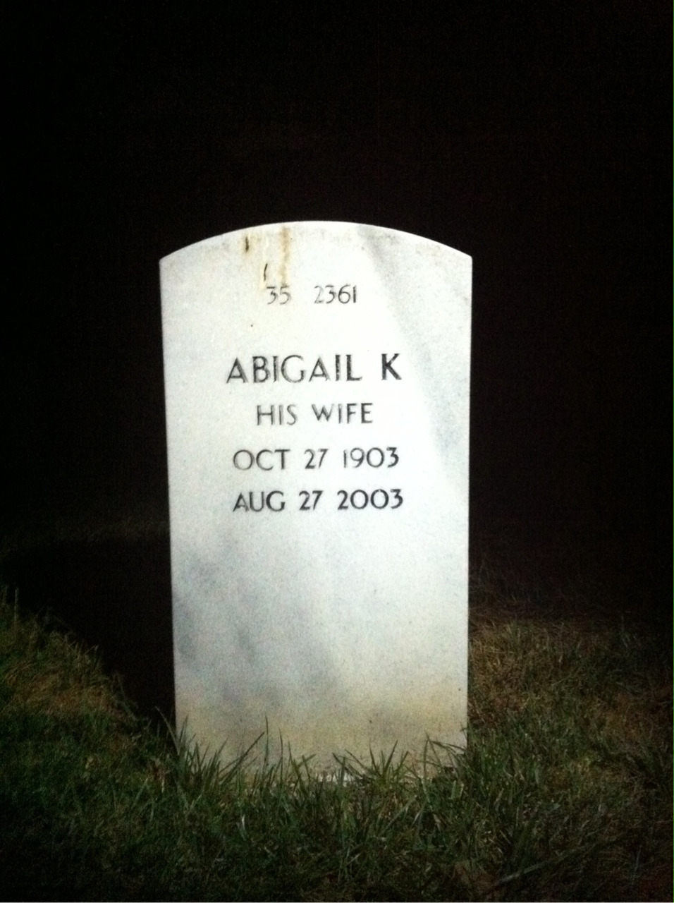 Back of headstone — Page Schildnecht