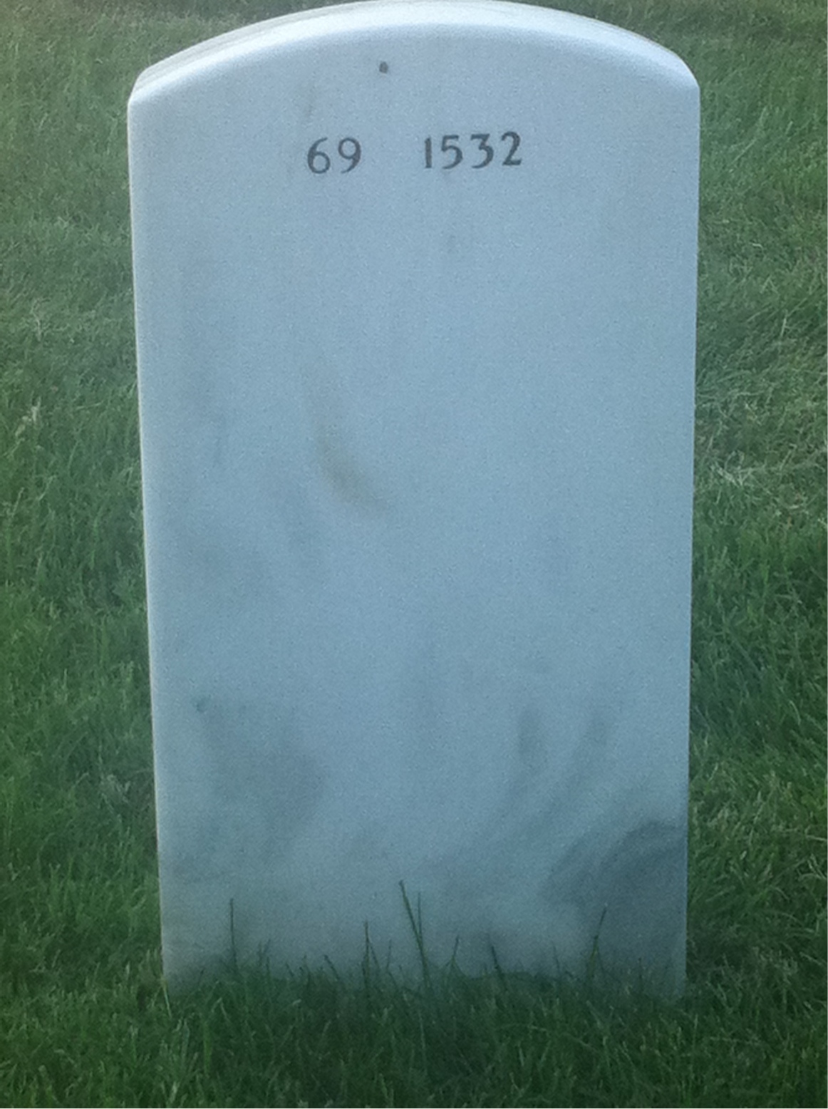 Back of headstone — John Branic