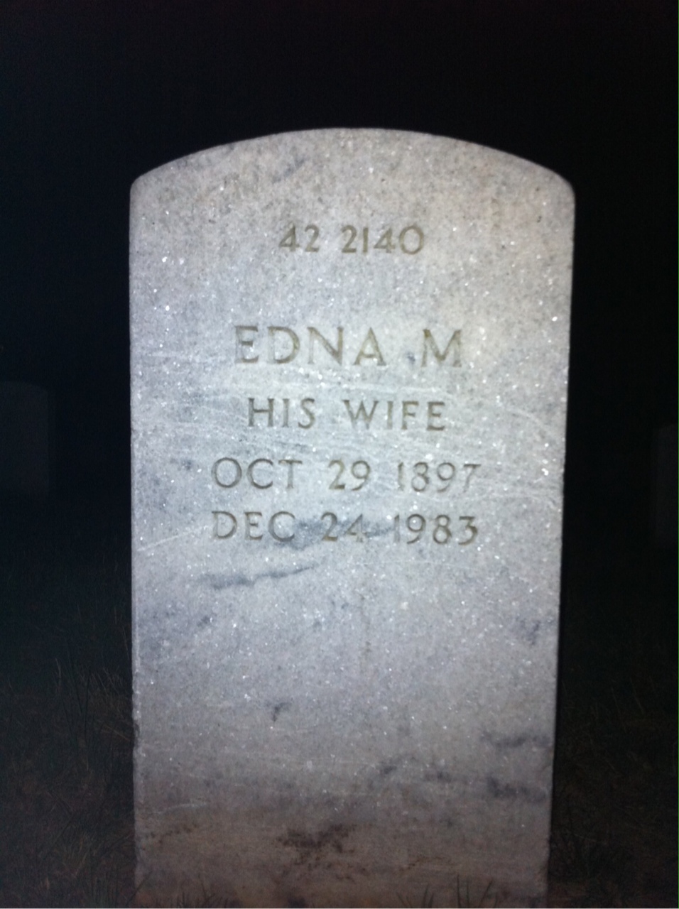 Back of headstone — Edna Adelman
