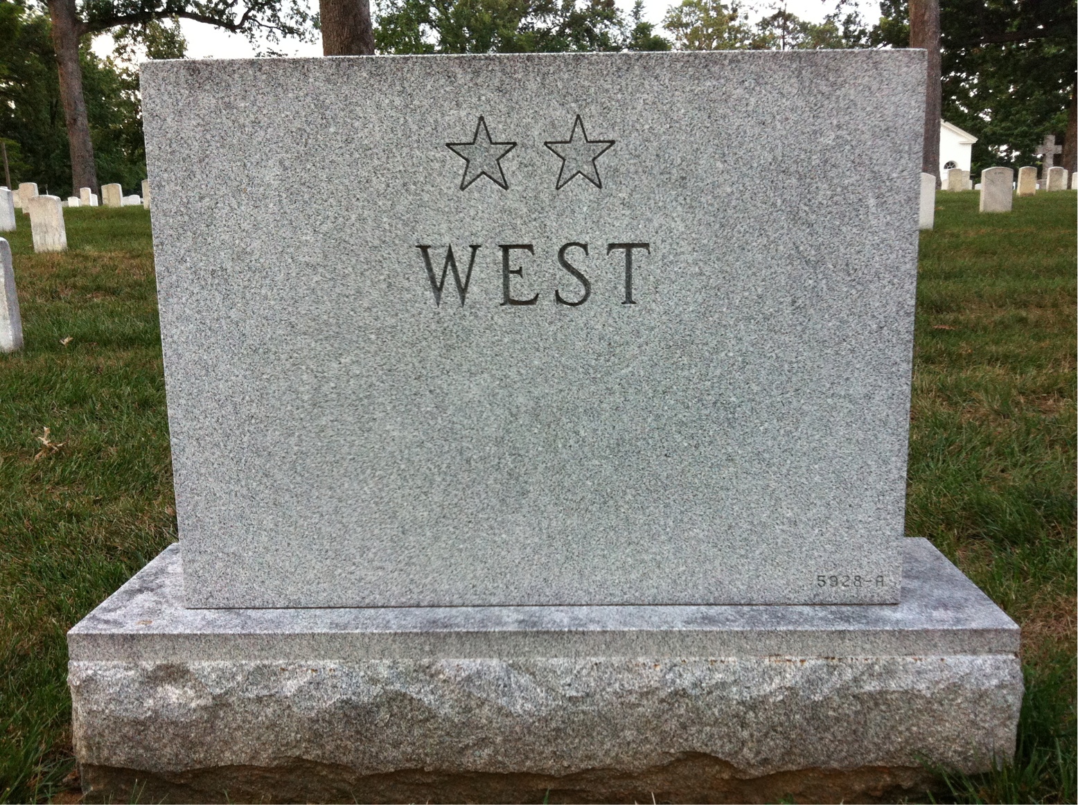 Back of headstone — Arthur West