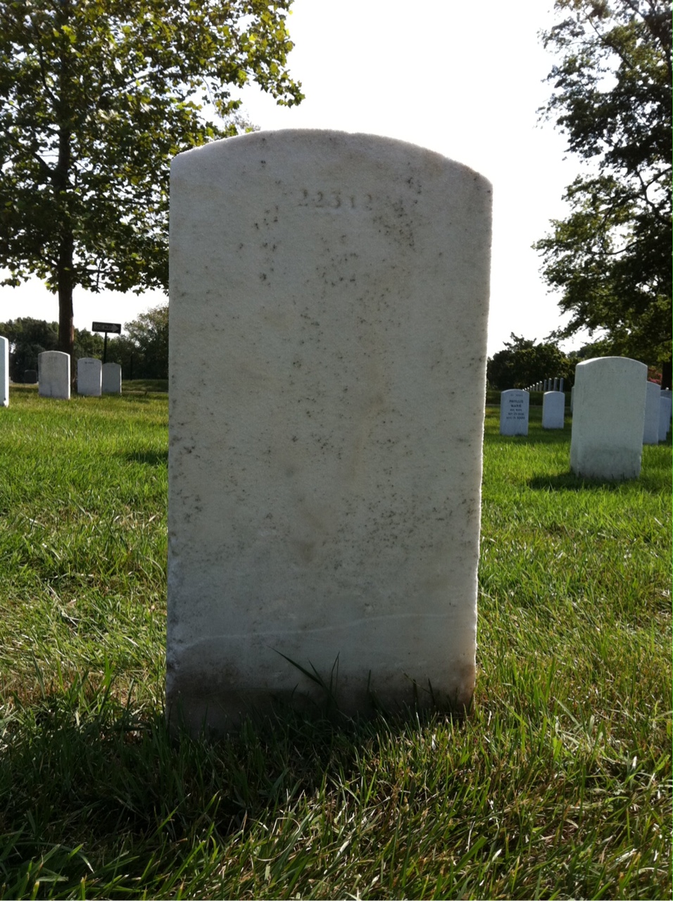 Back of headstone — Willie Artis