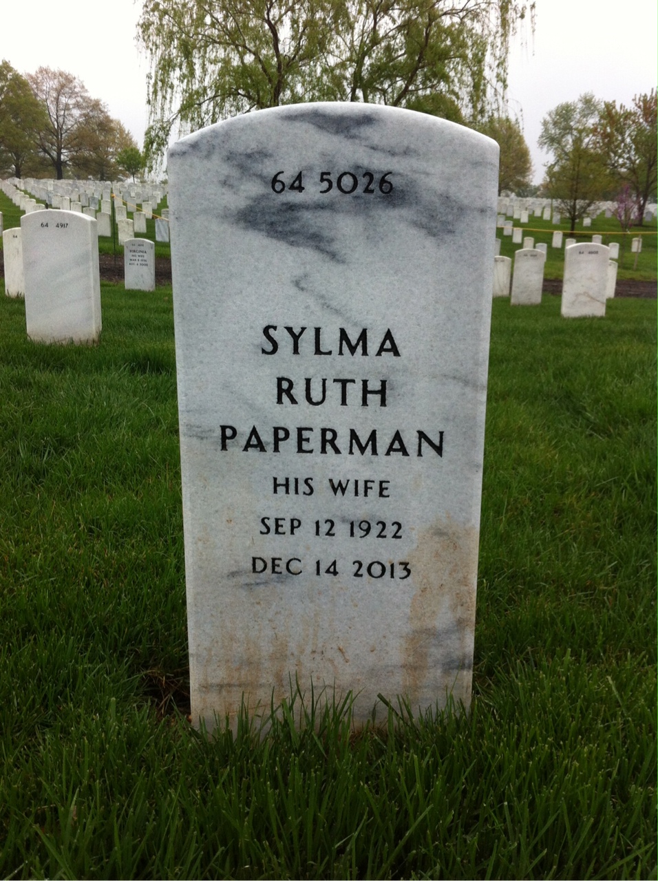 Back of headstone — Robert Gottlieb