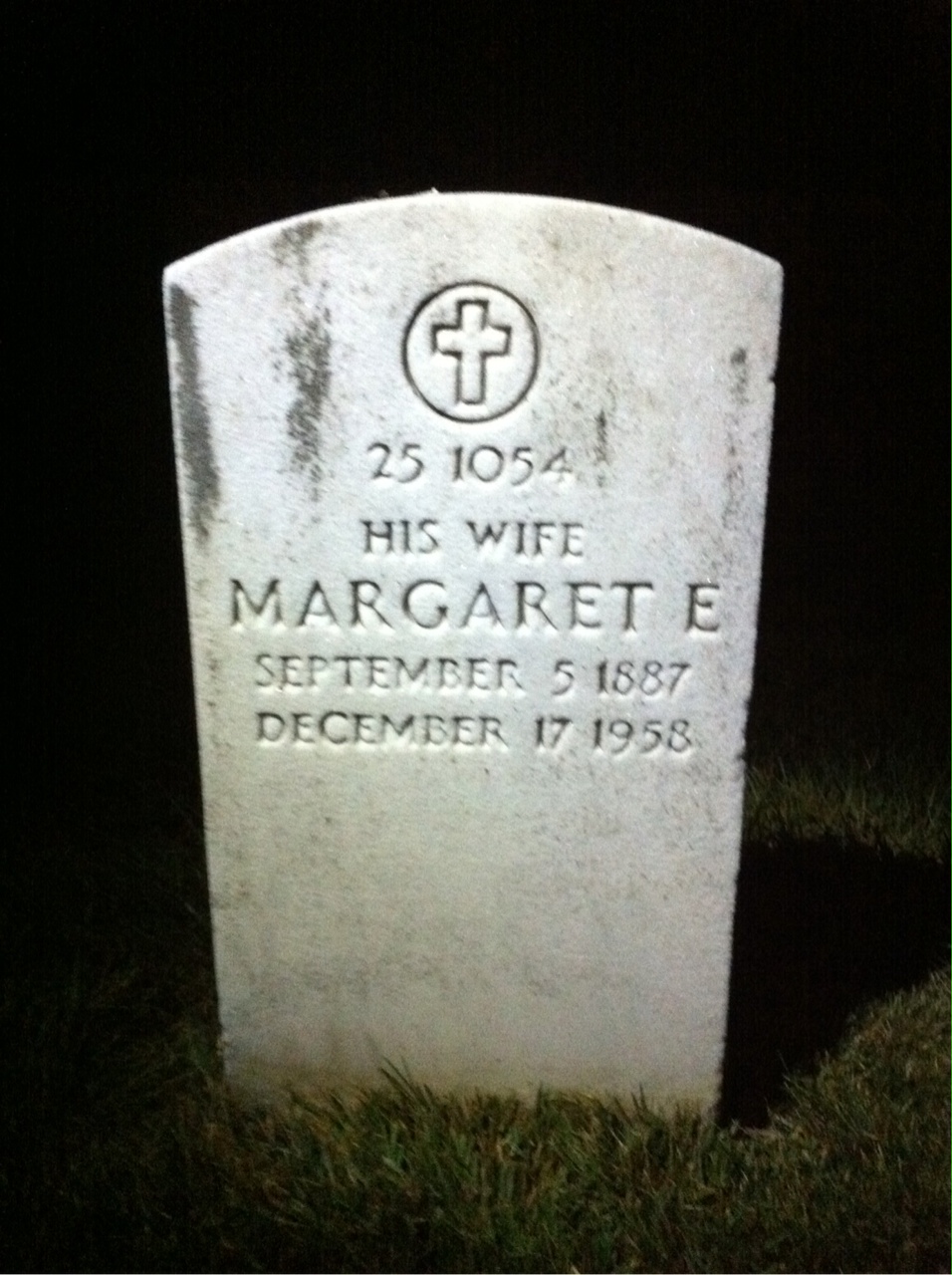 Back of headstone — Margaret Moore