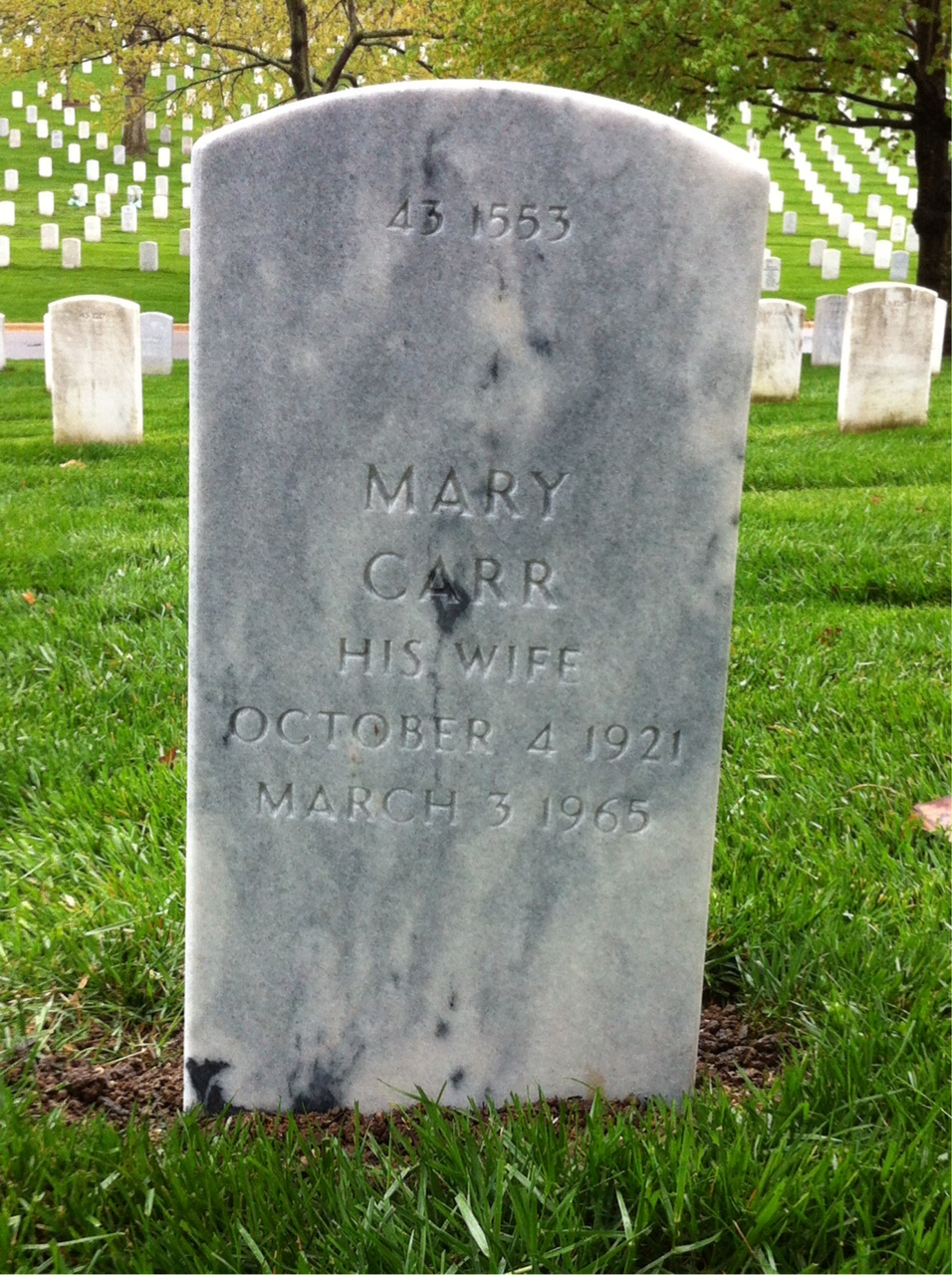 Back of headstone — Earl Morris