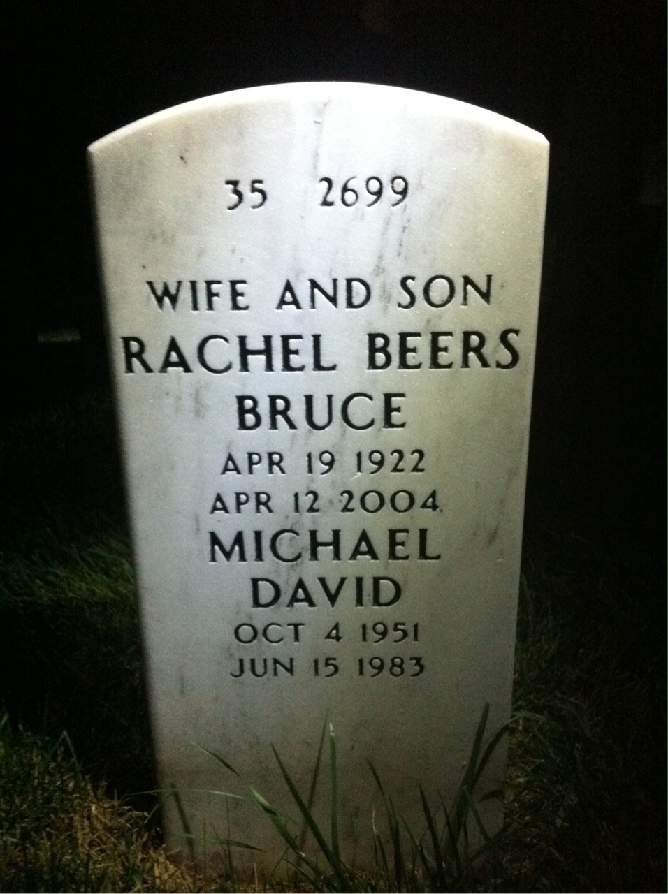 Back of headstone — Nelson Beers