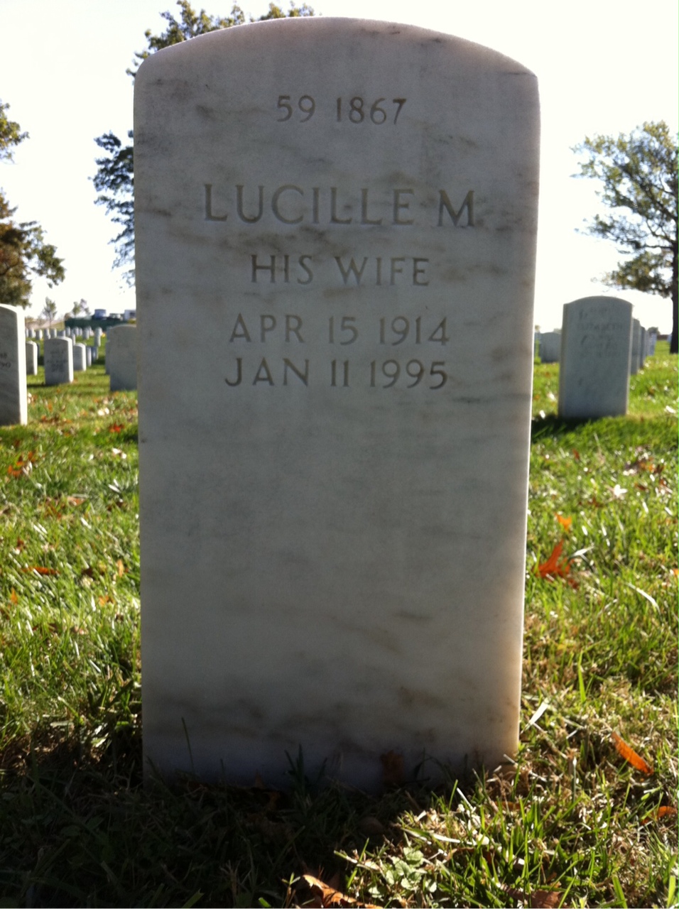 Back of headstone — Lucille Murphy
