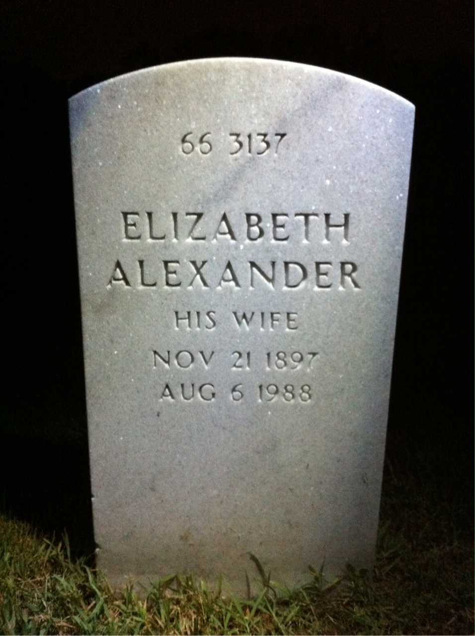 Back of headstone — William N Thomas
