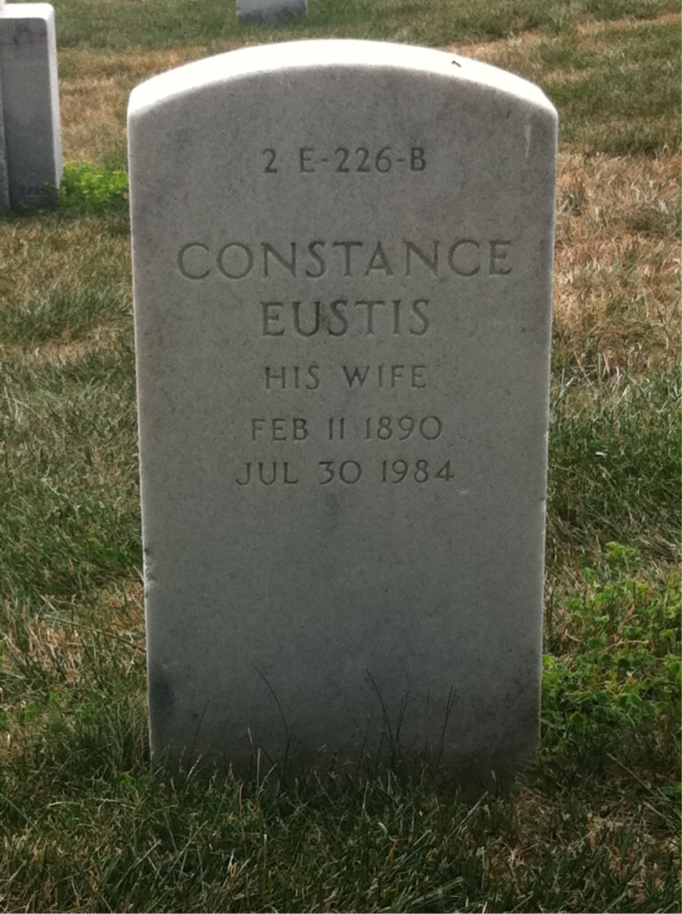 Back of headstone — Constance Moore