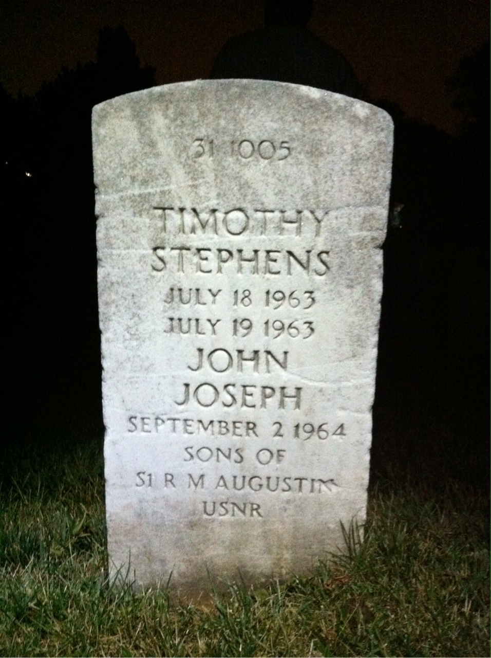 Back of headstone — John Augustin