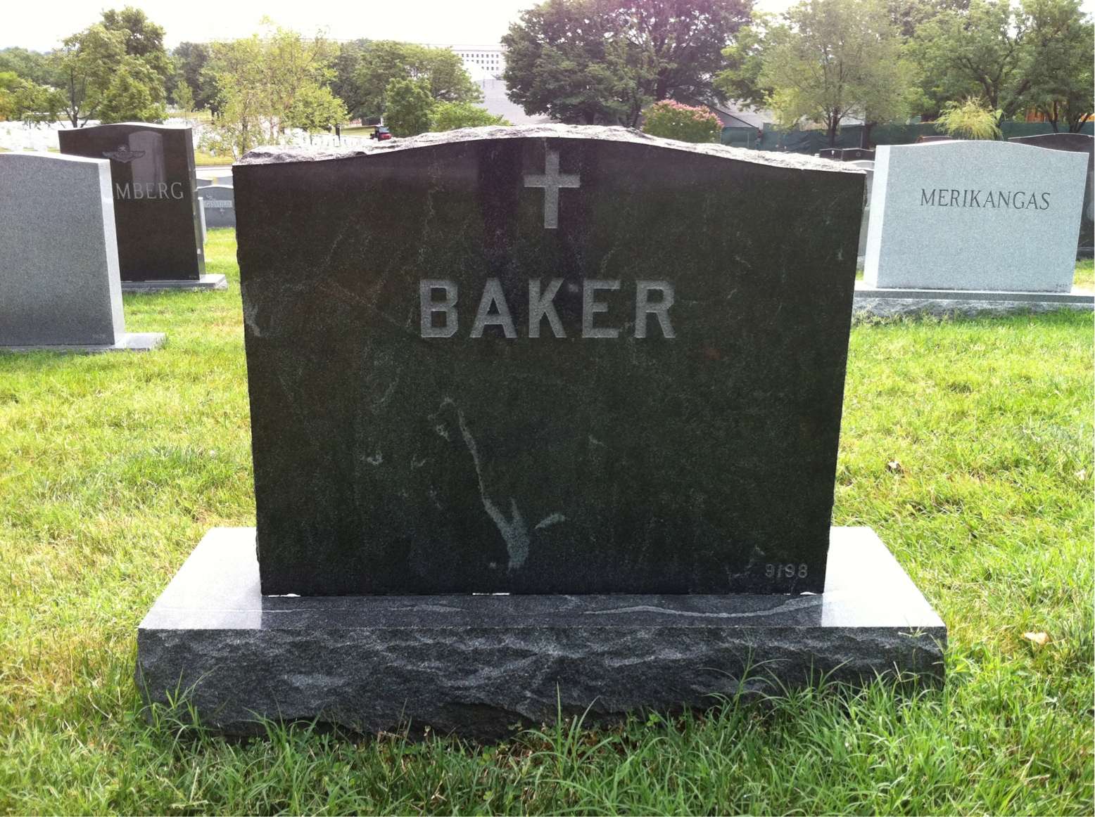 Back of headstone — Jeanne Baker