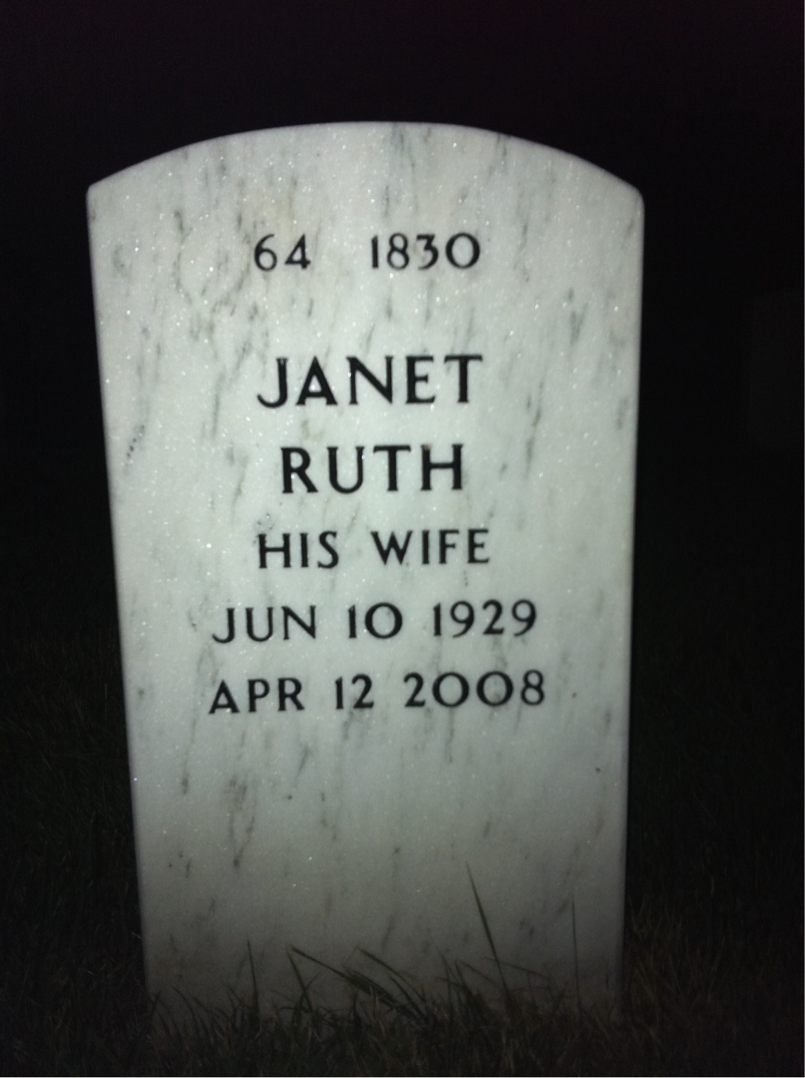 Back of headstone — William Castle
