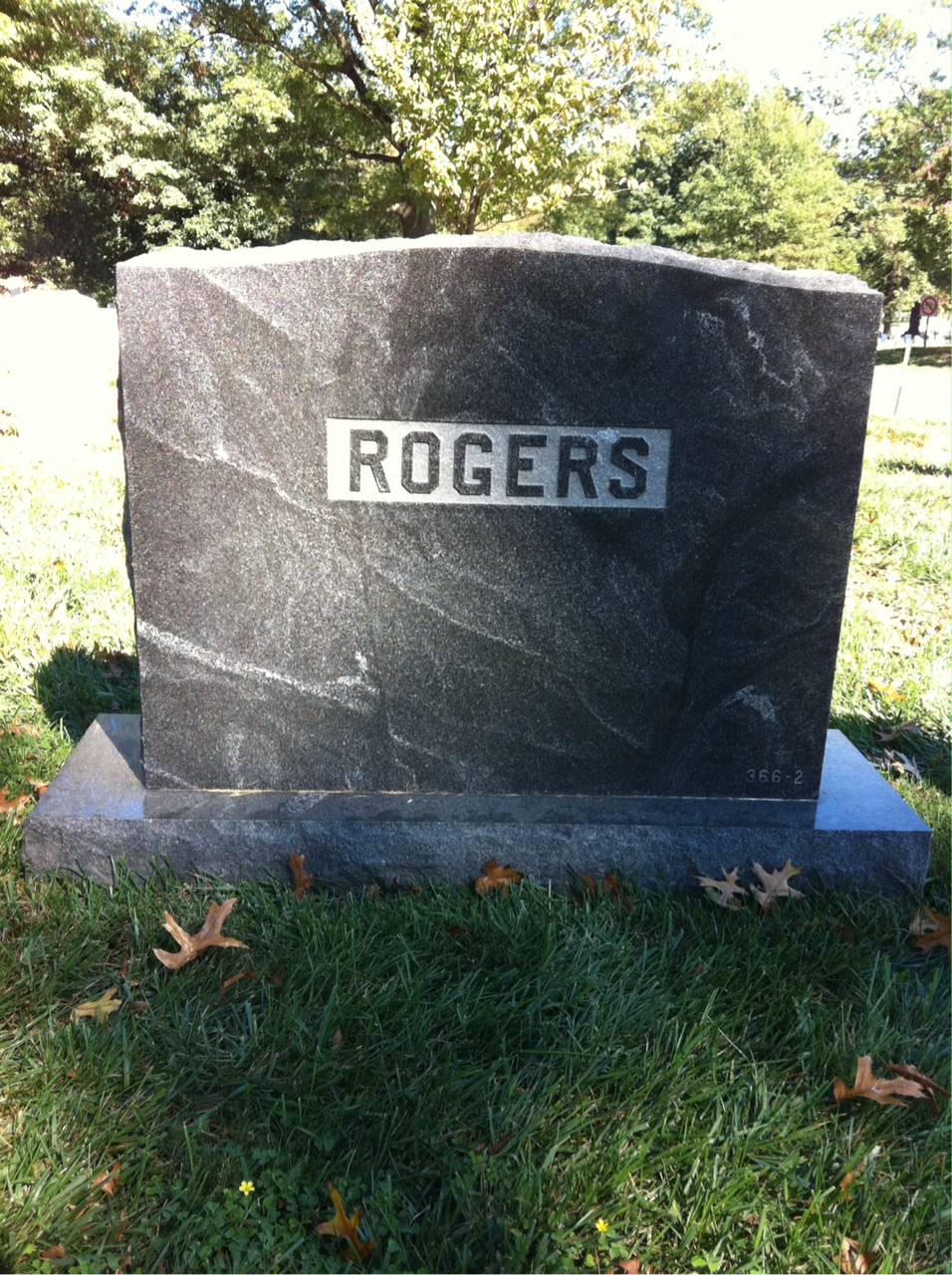 Back of headstone — William T Rogers