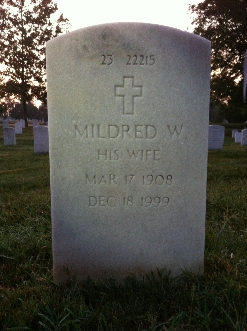 Back of headstone — Mildred Banks