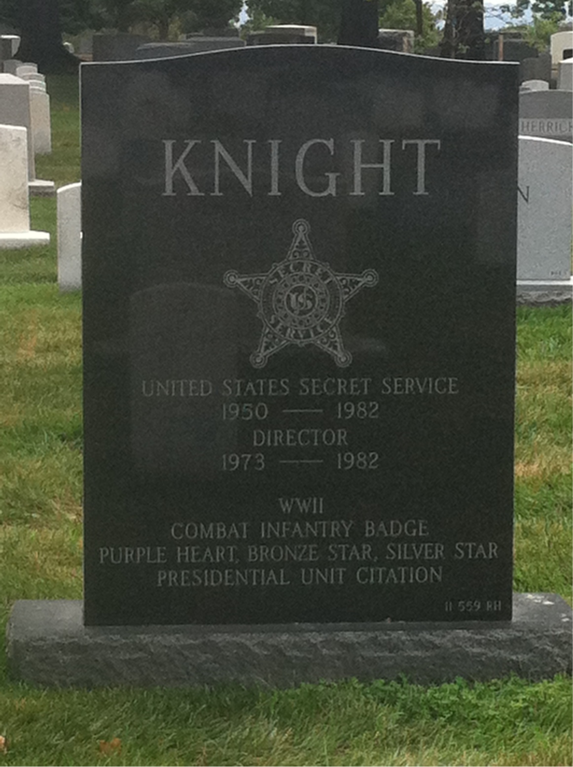 Back of headstone — H Stuart Knight