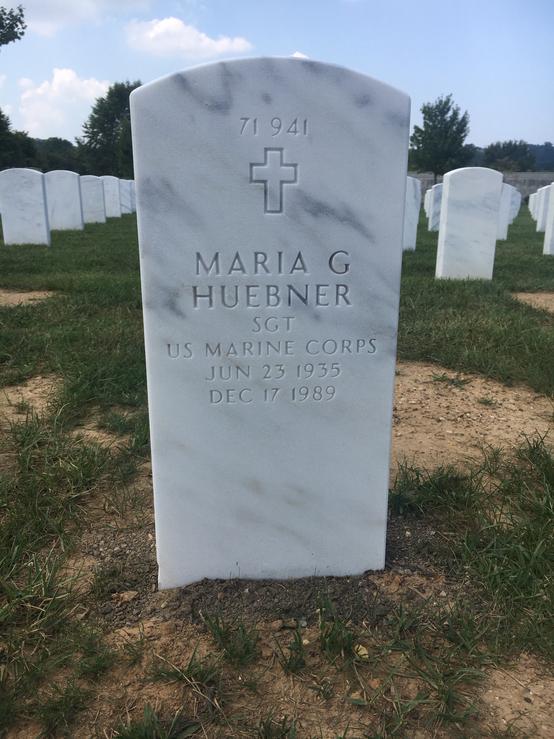 Back of headstone — Anthony Charles Huebner