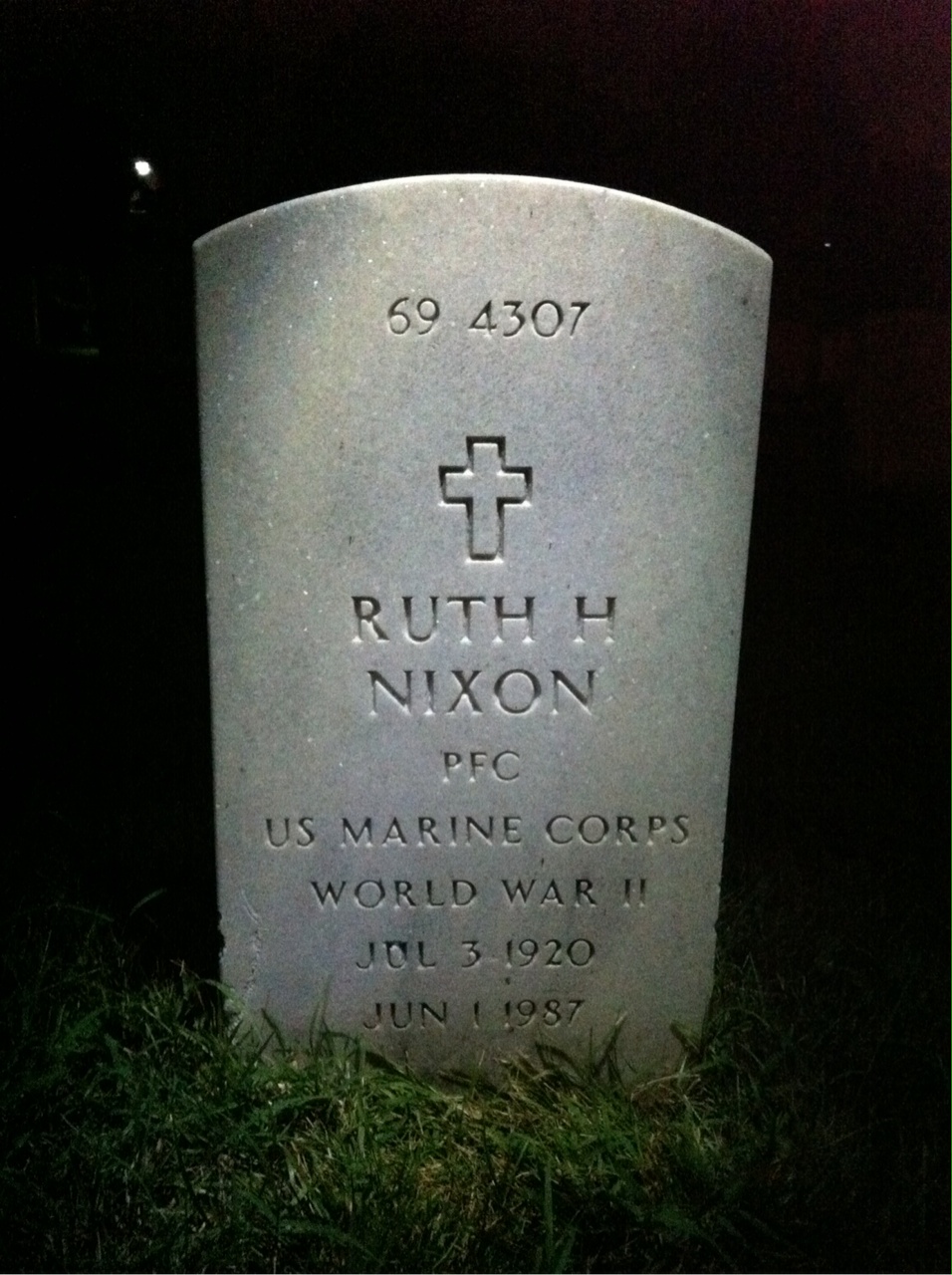 Back of headstone — Ruth Nixon