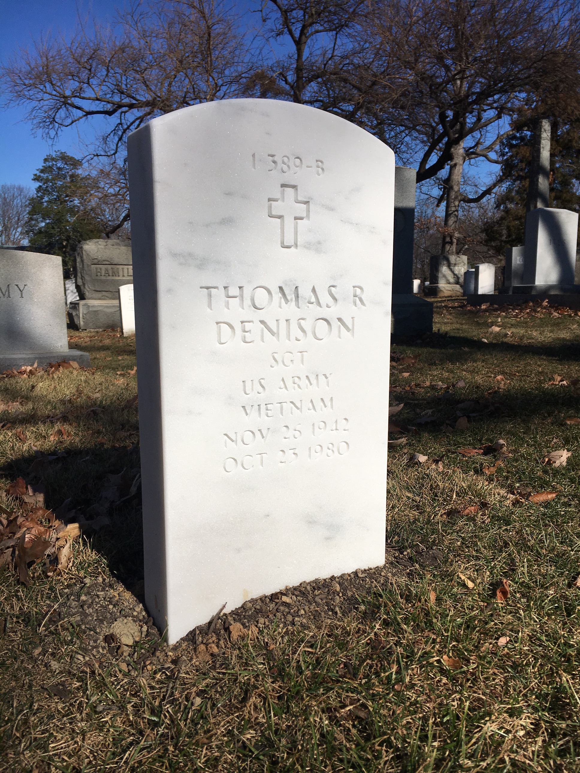 Back of headstone — Thomas Roger Denison