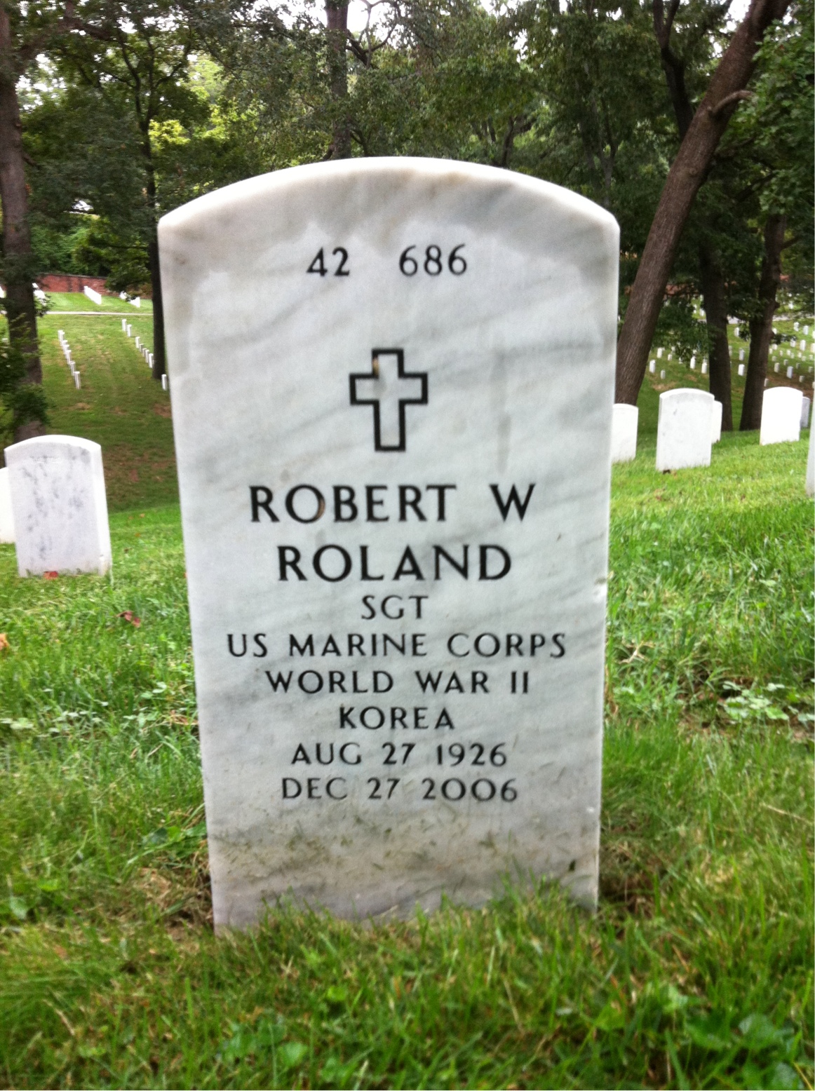 Back of headstone — Edgar Roland