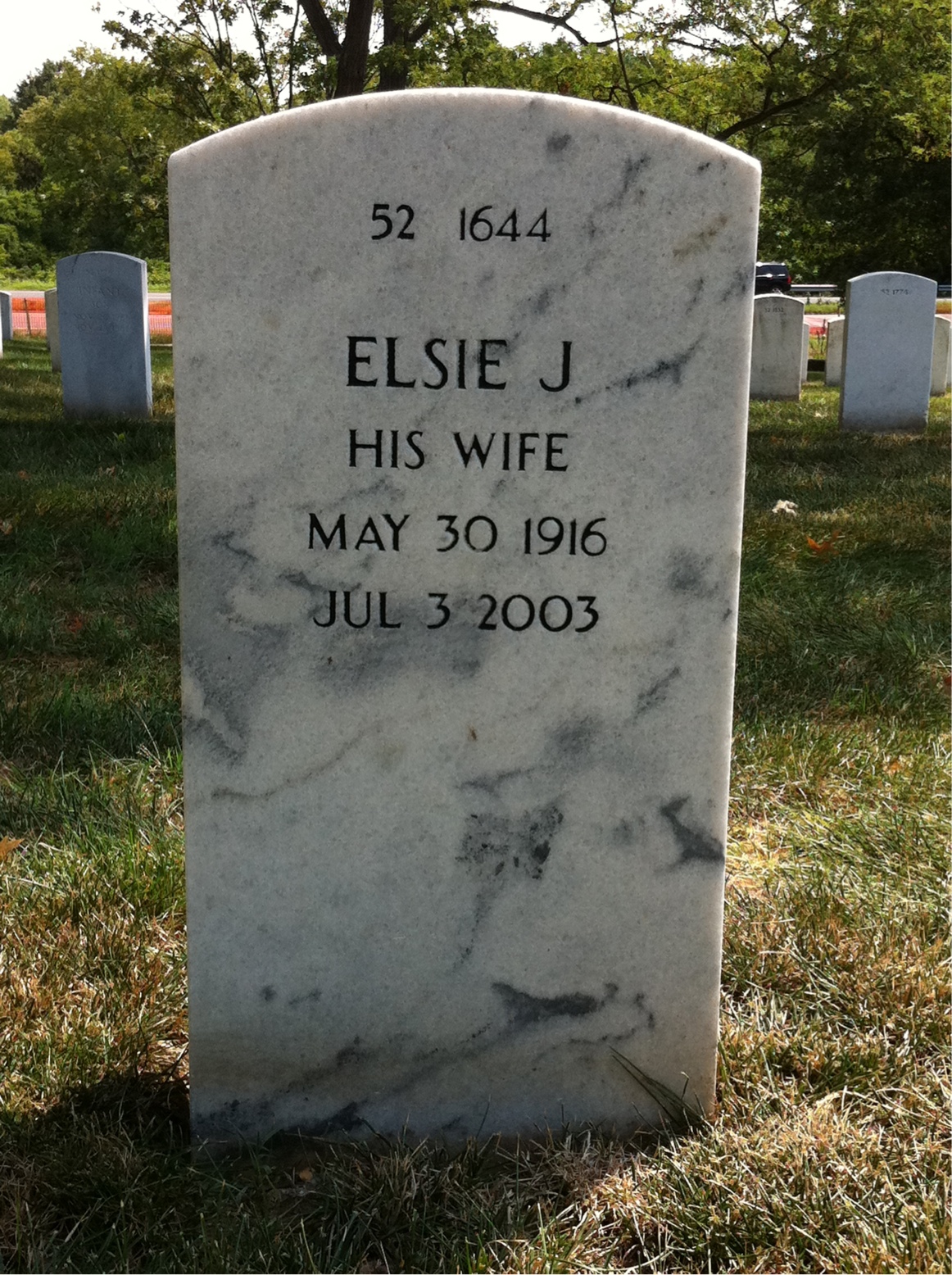 Back of headstone — Elsie Corder