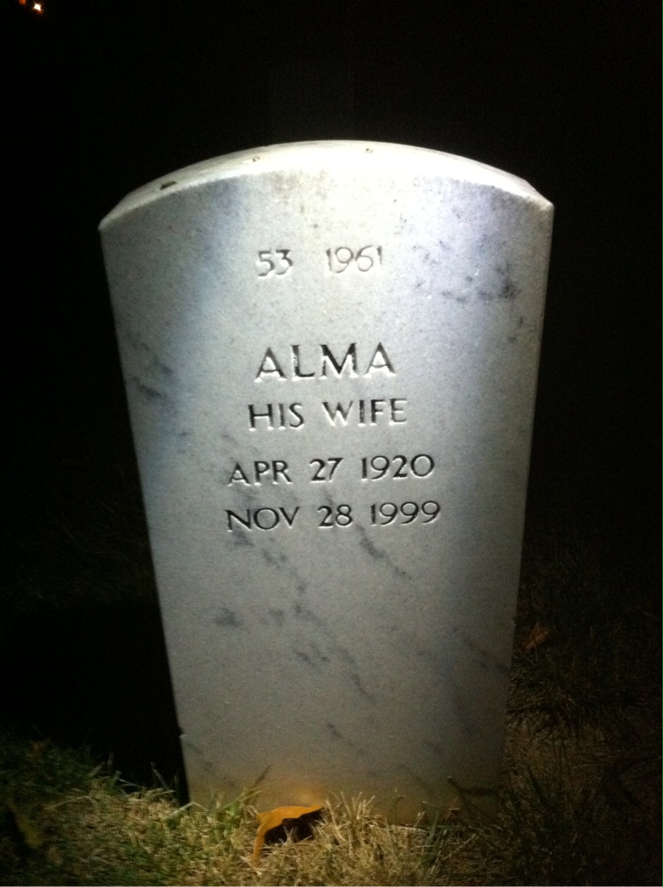 Back of headstone — Melvin Murphy