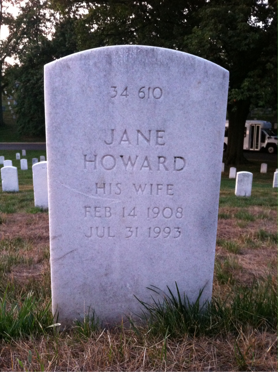 Back of headstone — Jane Moreland