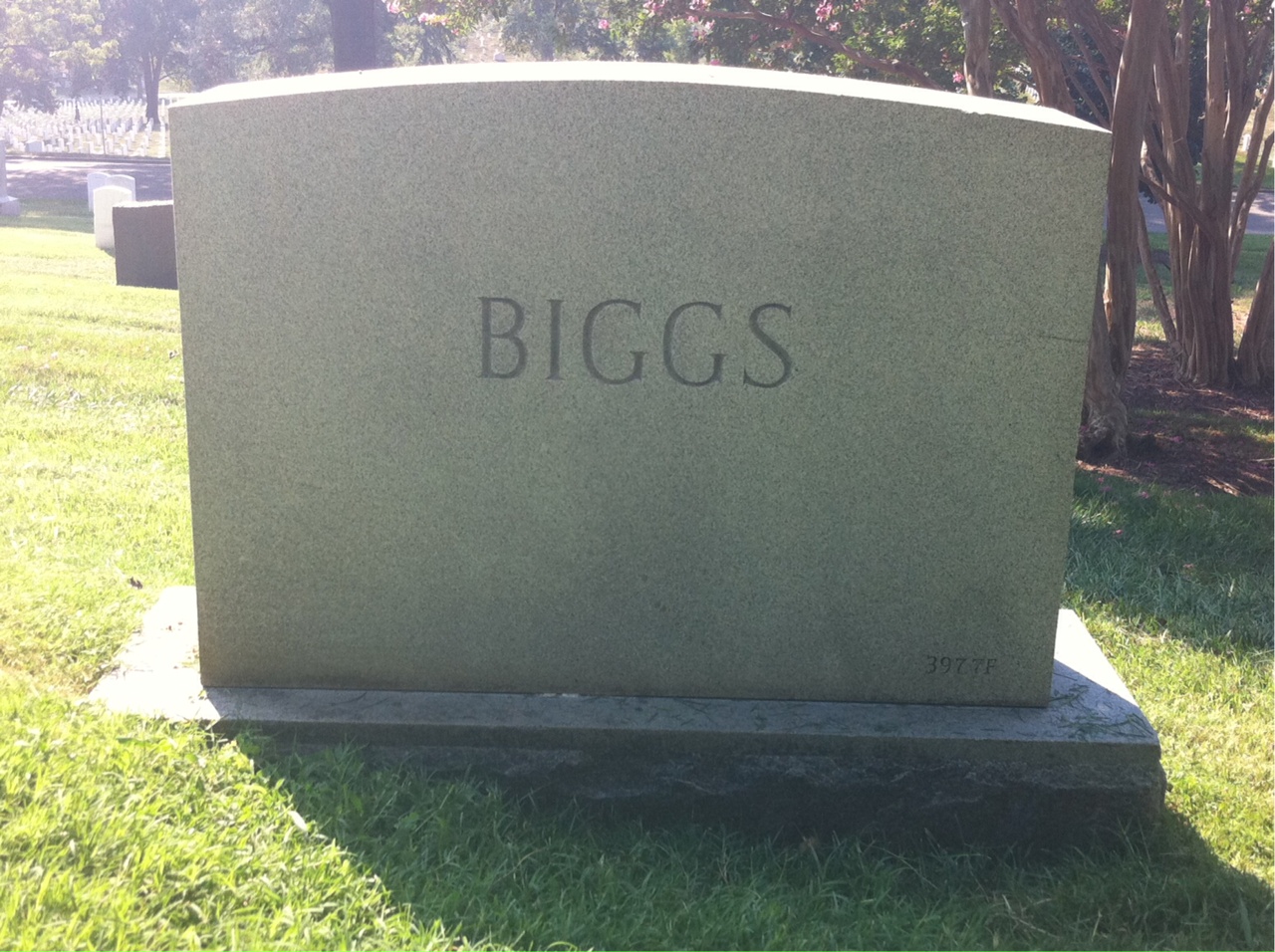 Back of headstone — Burton Biggs
