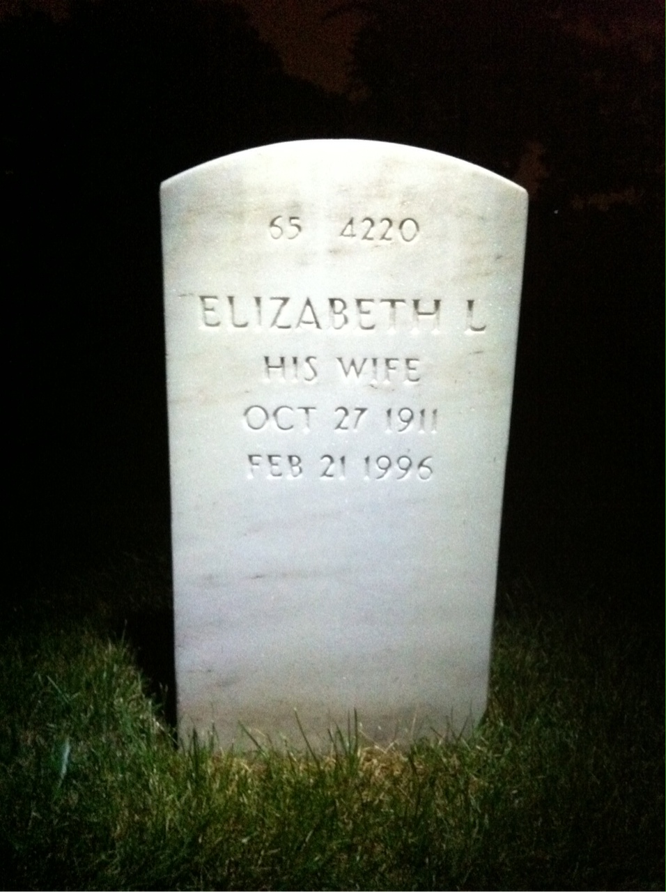 Back of headstone — Elizabeth Bailey