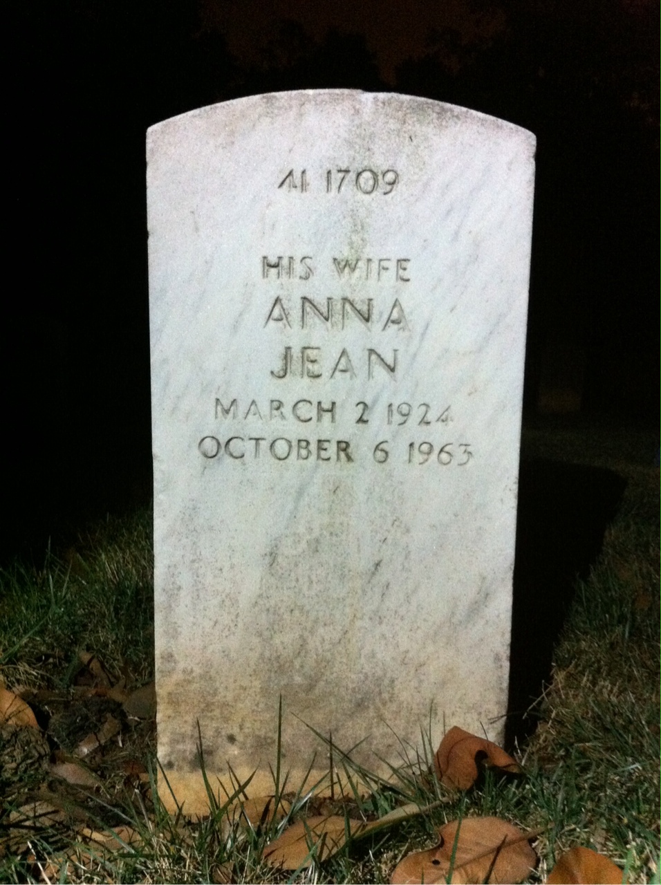 Back of headstone — Anna Mullaney