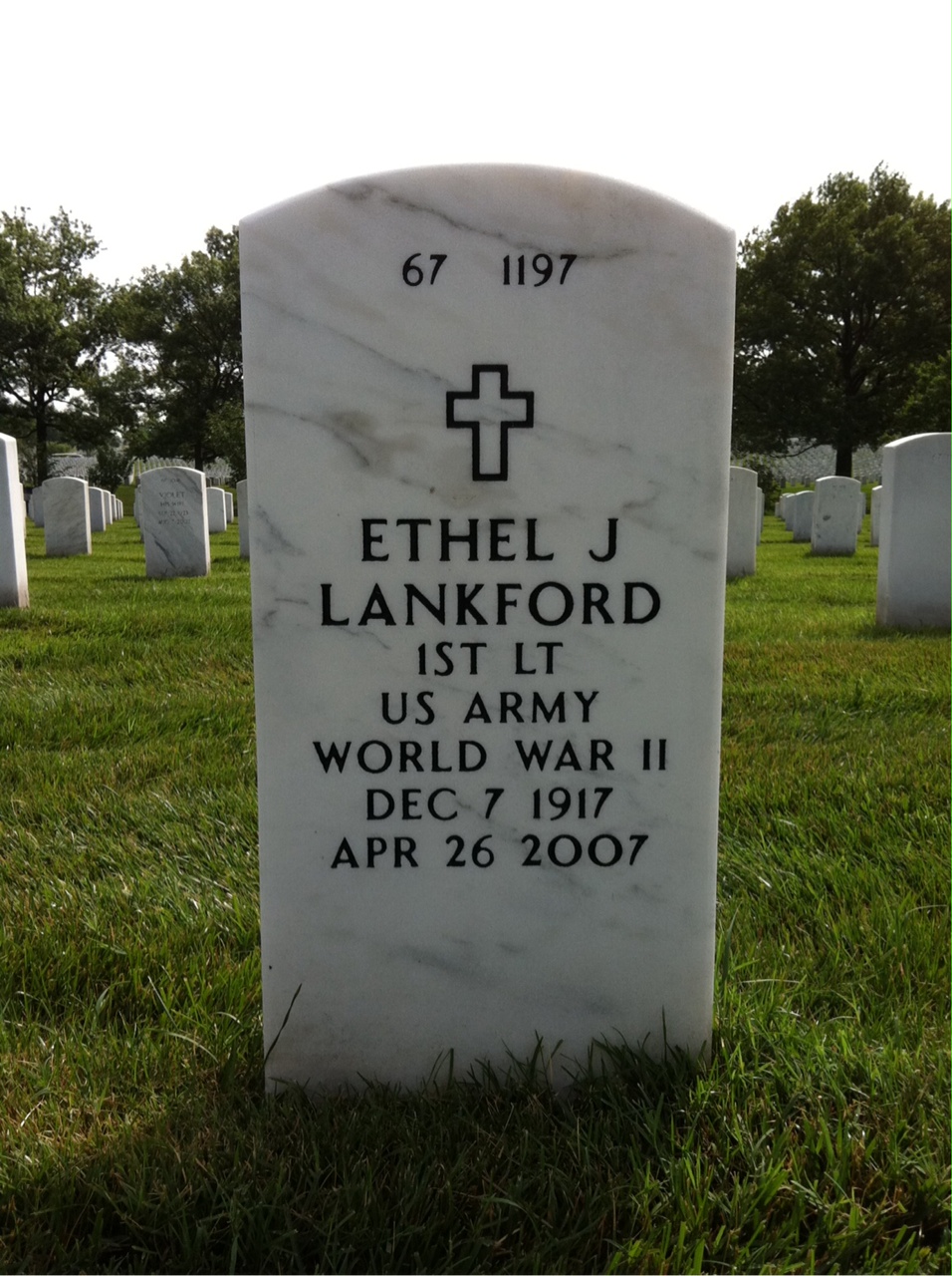 Back of headstone — Ethel Lankford