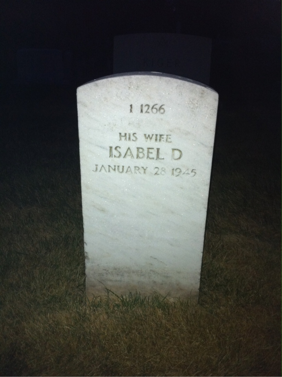 Back of headstone — Nolan Mitchell