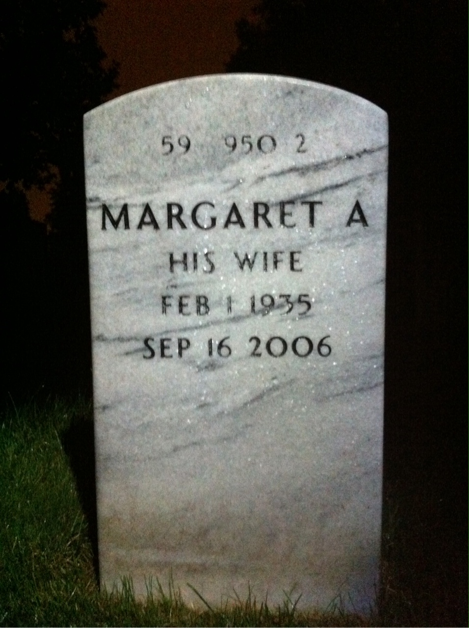 Back of headstone — John Rodrigues