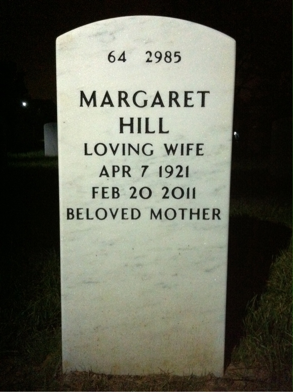 Back of headstone — John Barnett