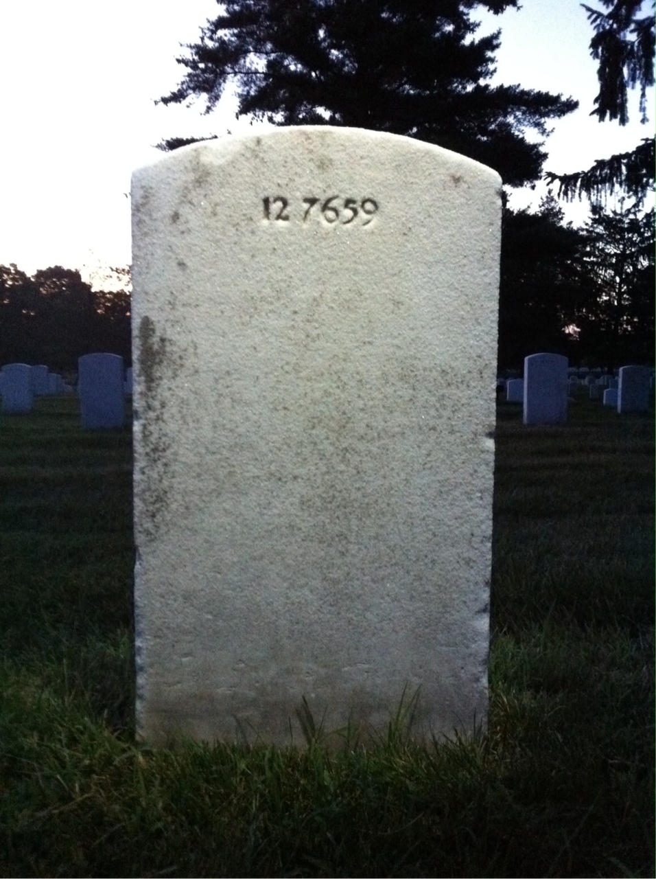 Back of headstone — William Mulligan