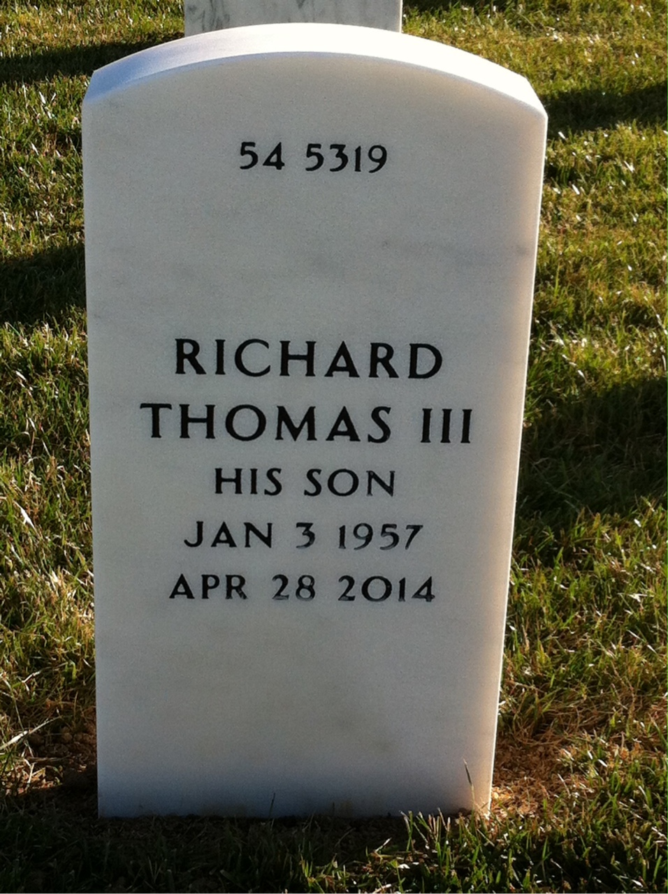 Back of headstone — Richard Lynch