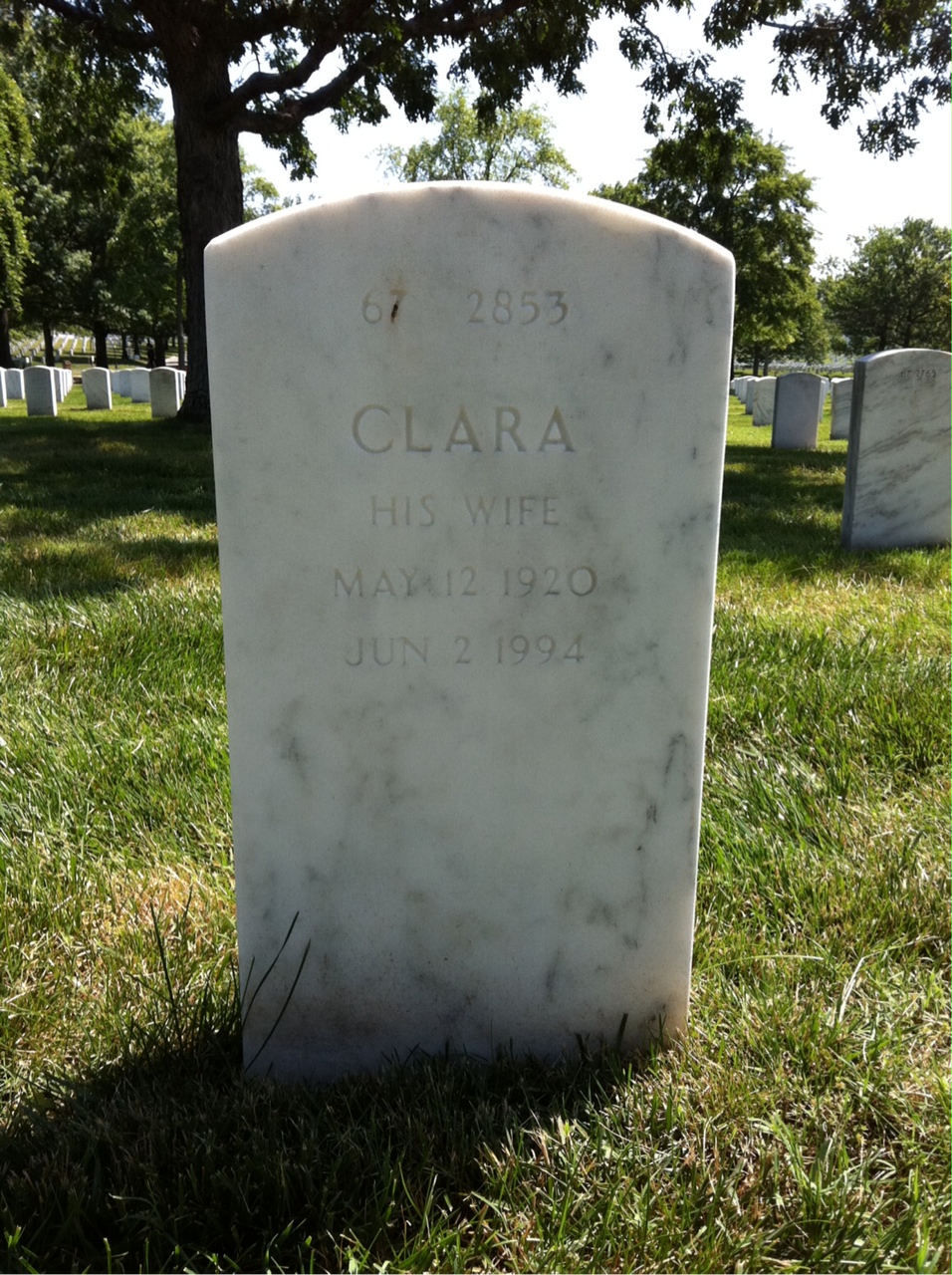 Back of headstone — James Tate