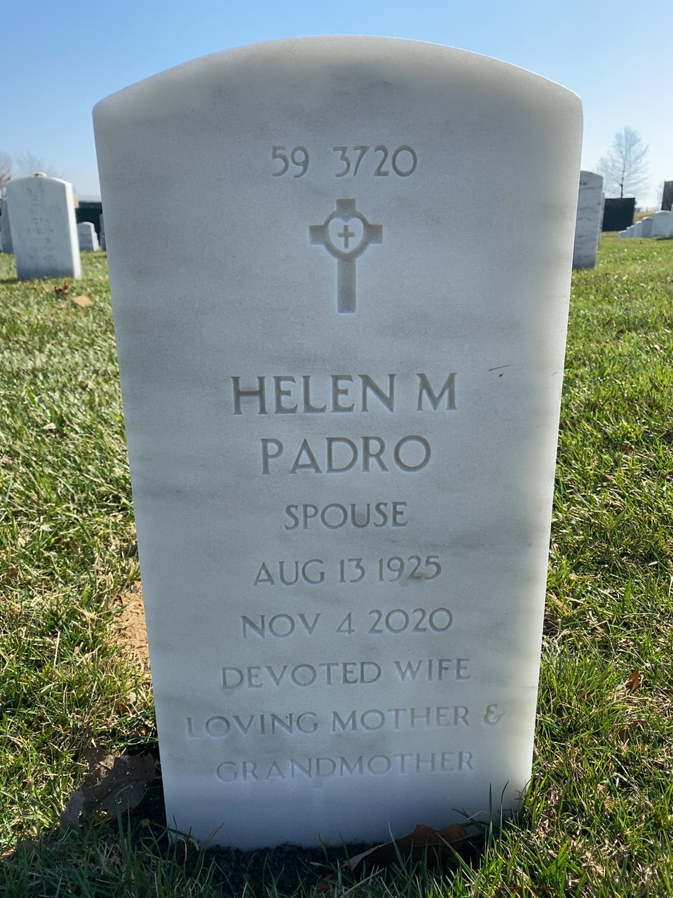 Back of headstone — Fernando Padro
