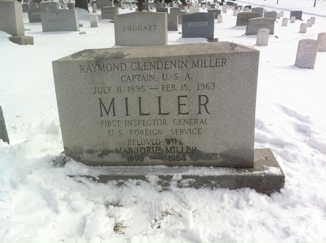 Back of headstone — Raymond Miller