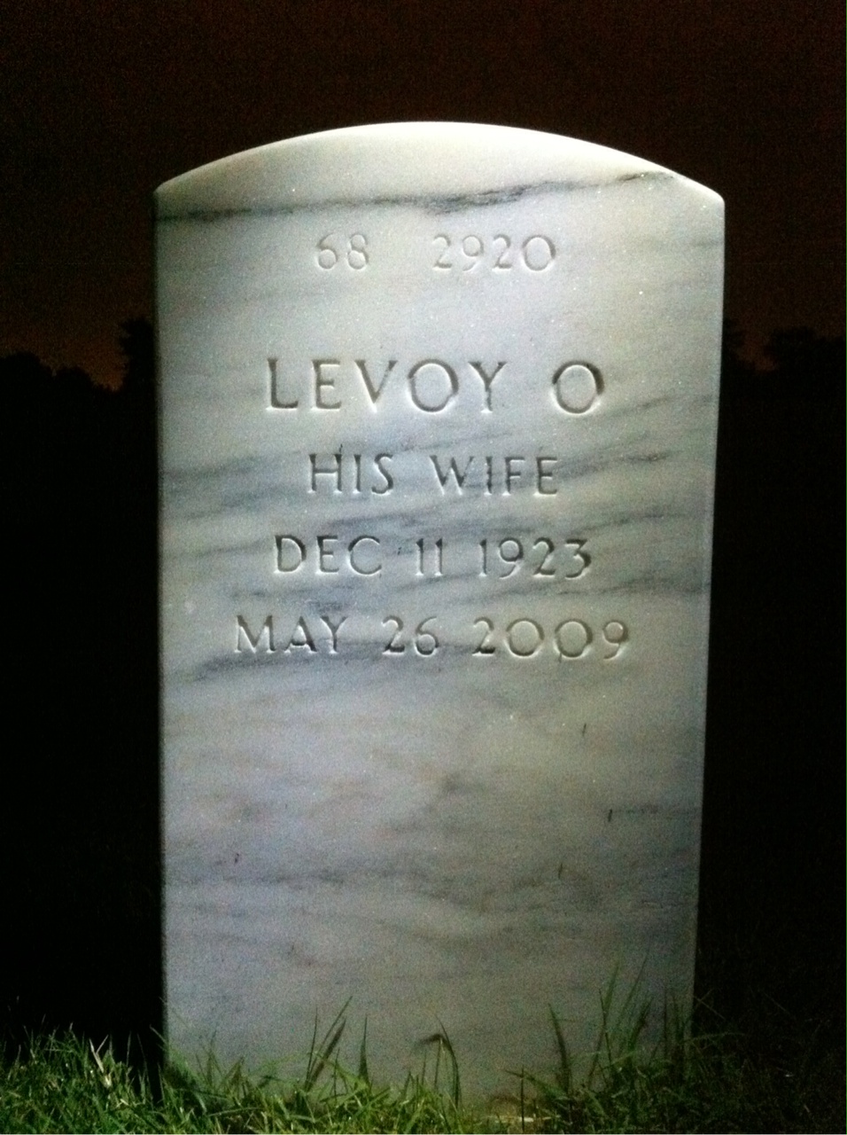 Back of headstone — Merwyn Ellis