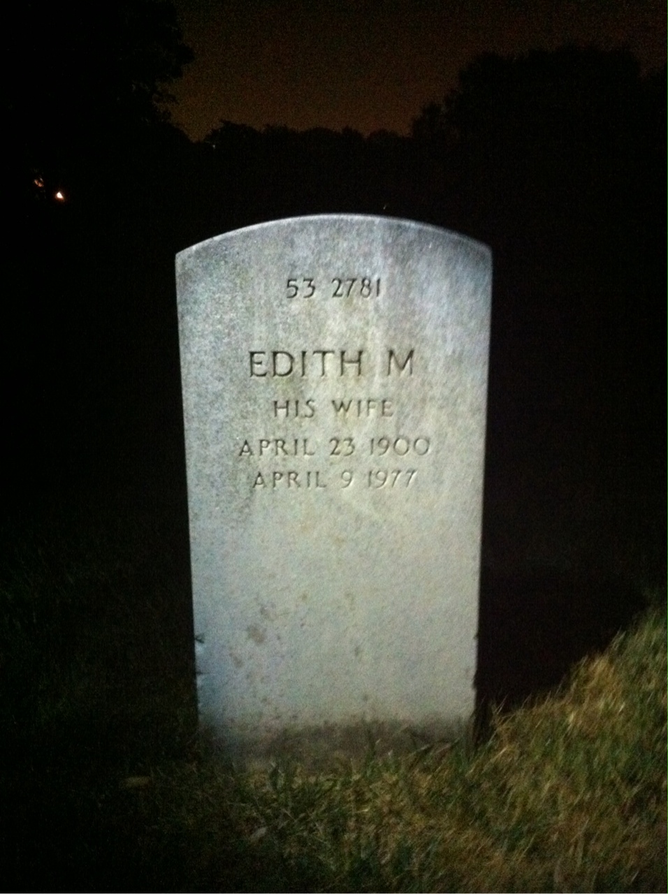 Back of headstone — Edith Babcock