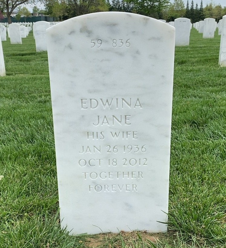 Back of headstone — Ronald L Cushman