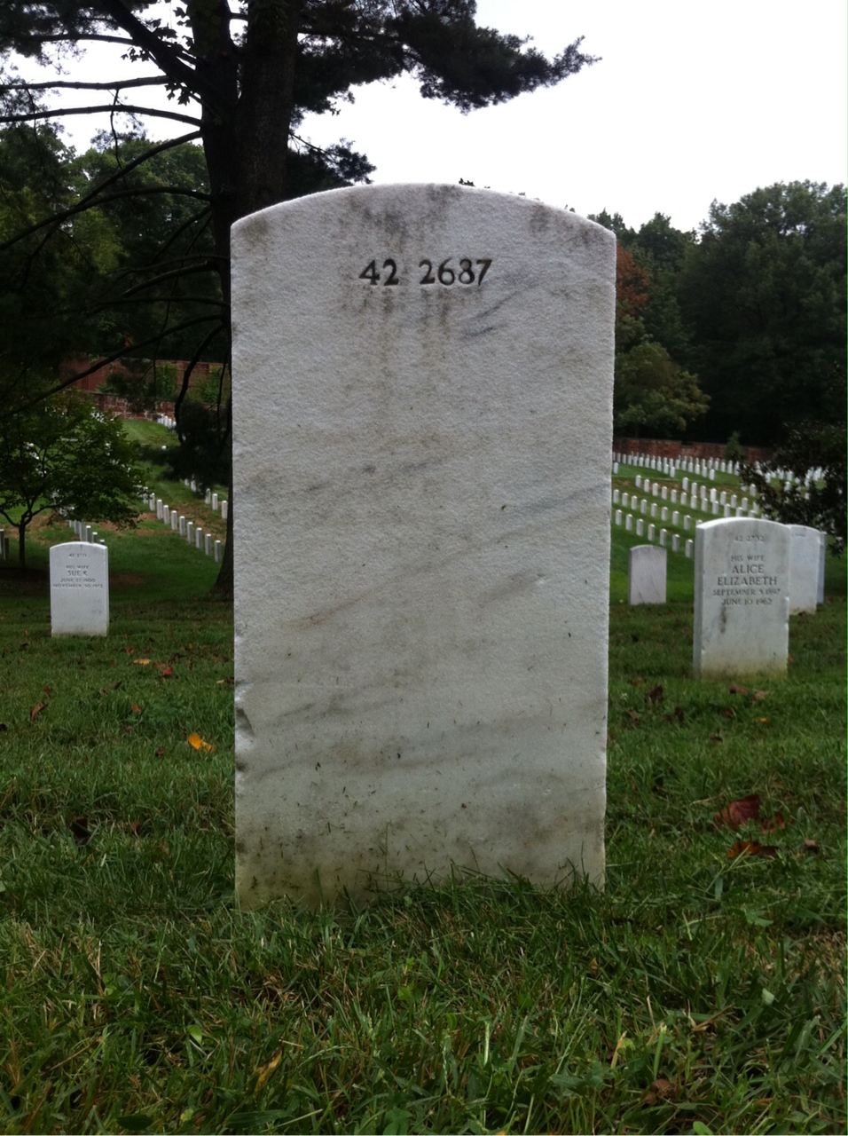 Back of headstone — Charles Adamek