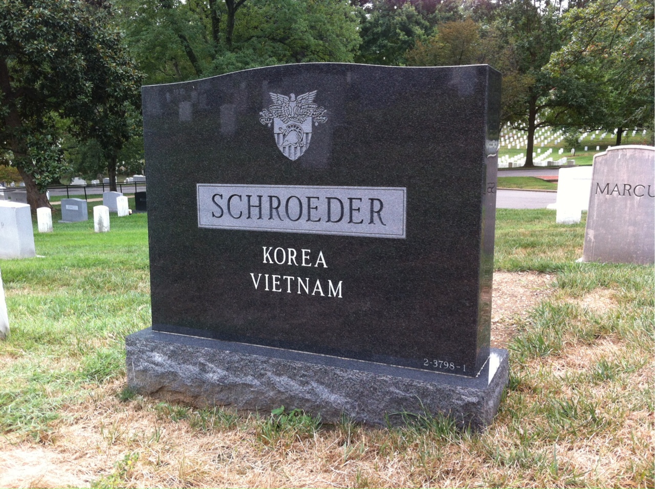 Back of headstone — Robert Schroeder