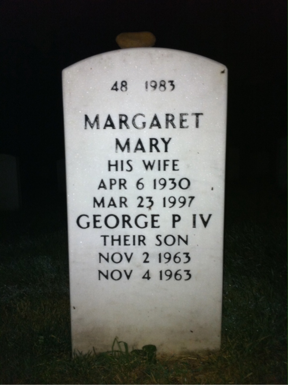 Back of headstone — George Hayes