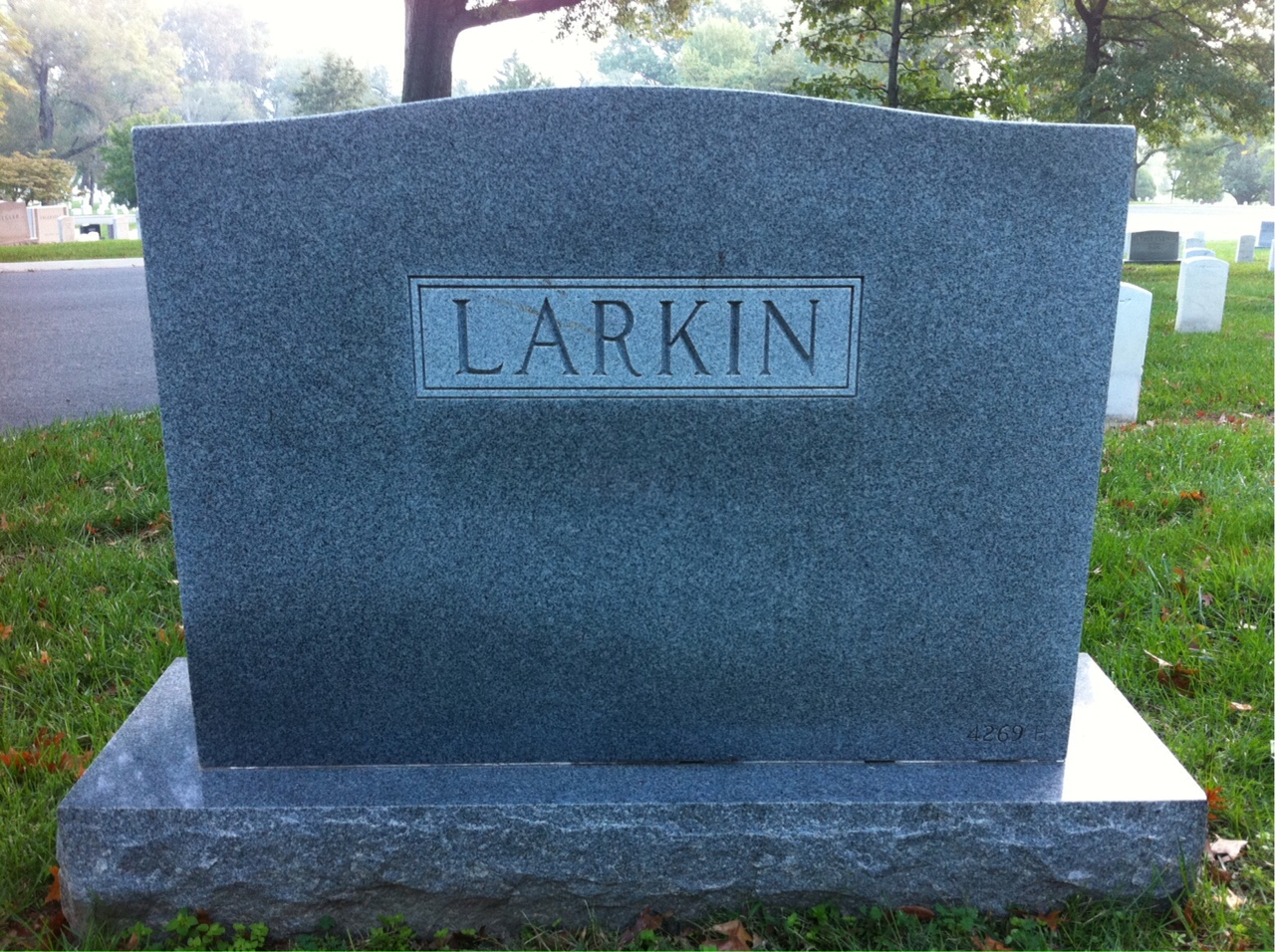 Back of headstone — Thomas Larkin
