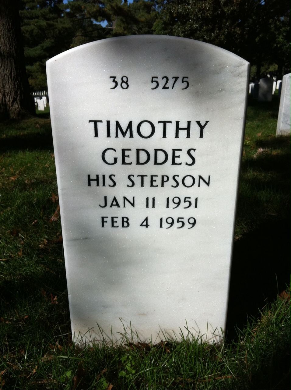 Back of headstone — George Daley