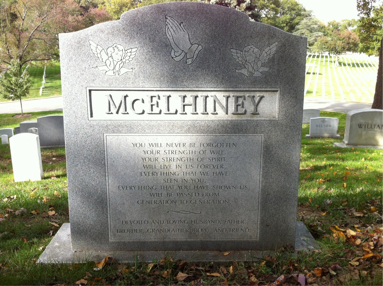 Back of headstone — Richard Marston Mcelhiney